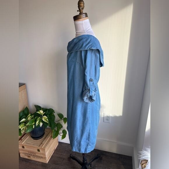 Anthropologie Pilcro Off-The-Shoulder Chambray Midi Dress Size 2 - Picture 6 of 8